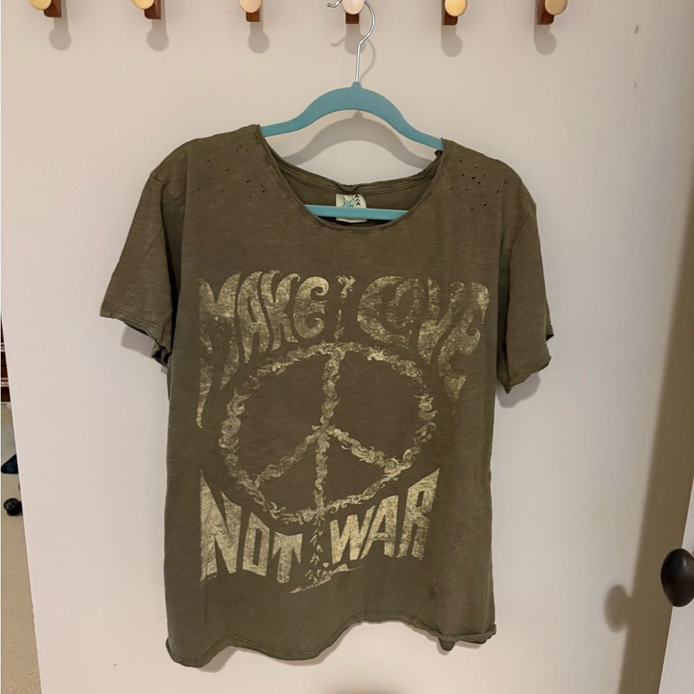 Olive Green Graphic Tee - Make Love Not War